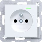 HAGER - A.x/C.x SD, Schuko-sti. Kont. LED erh. Ber.schutz, Liftkl., lichtweiß matt