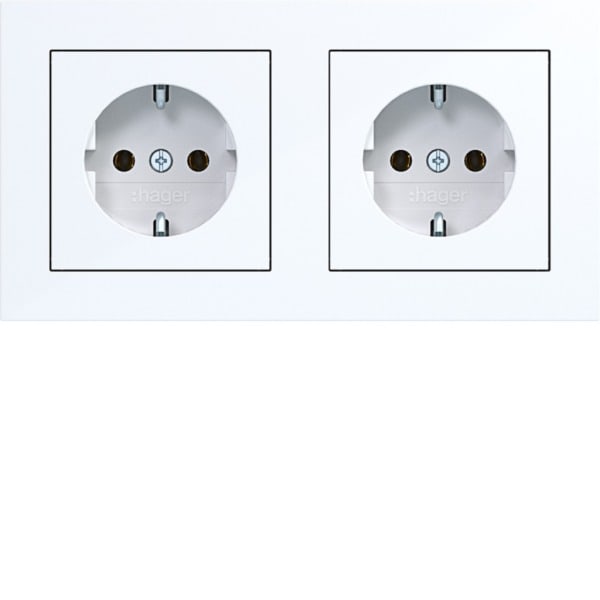 HAGER - A.1 SSD 2fach mit Rahmen verdrahtet, lichtweiß glänzend