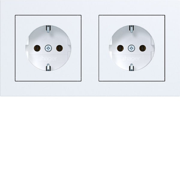 HAGER - A.1 SSD 2fach mit Rahmen verdrahtet, lichtweiß matt