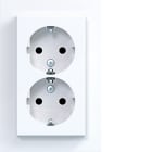 HAGER - A.1 Doppelsteckdose mit Abdeckung hoch, erh. Ber.schutz, lichtweiß gl.