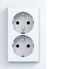 HAGER - A.1 Doppelsteckdose mit Abdeckung hoch, erh. Ber.schutz, lichtweiß matt