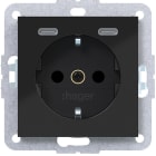 HAGER - A.x/C.x SSD mit 2fach mit USB-C 20W, erh. Ber.schutz, n:schwarz glänzend
