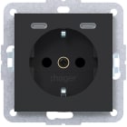 HAGER - A.x/C.x SSD mit 2fach mit USB-C 20W, erh. Ber.schutz, nachtschwarz matt