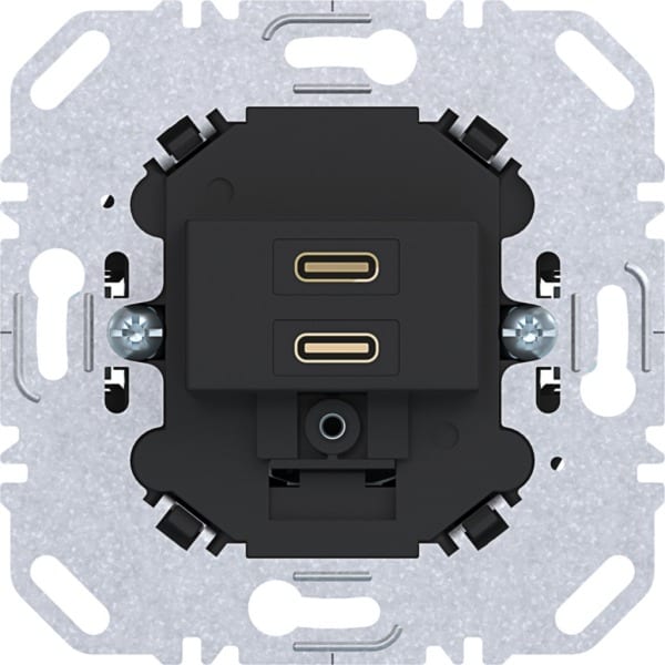 HAGER - A.x/C.x USB-C Ladesteckdose 230V, 2-fach, PD 20 W, schwarz matt, UP