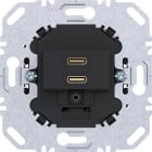 HAGER - A.x/C.x USB-C Ladesteckdose 230V, 2-fach, PD 20 W, schwarz matt, UP