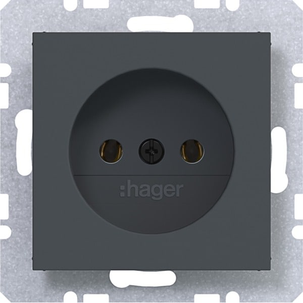 HAGER - A.x/C.x Steckdose ohne Schutzk., anthrazit matt, lack.
