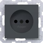 HAGER - A.x/C.x Steckdose ohne Schutzk., erh. Ber.schutz, anthrazit matt, lack.