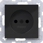 HAGER - A.x/C.x Steckdose ohne Schutzk., erh. Ber.schutz, nachtschwarz glänzend