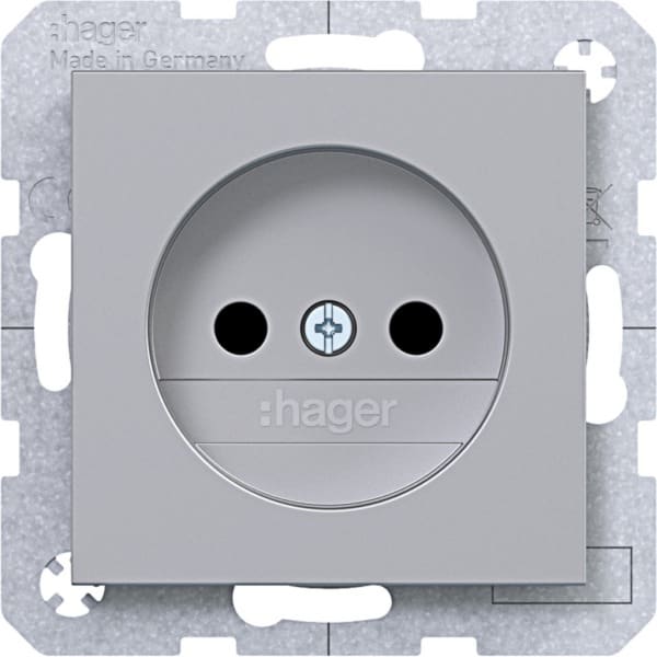 HAGER - A.x/C.x Steckdose ohne Schutzk., erh. Ber.schutz, titan matt, lack.