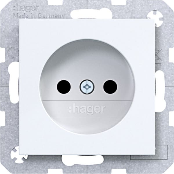 HAGER - A.x/C.x Steckdose ohne Schutzk., erh. Ber.schutz, lichtweiß glänzend