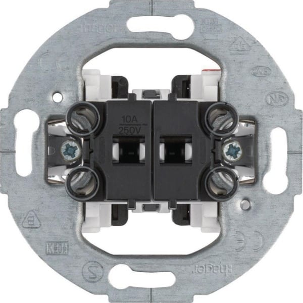 HAGER - Doppeltaster Einsatz runde Tragplatte, 10 A/250 V, UP