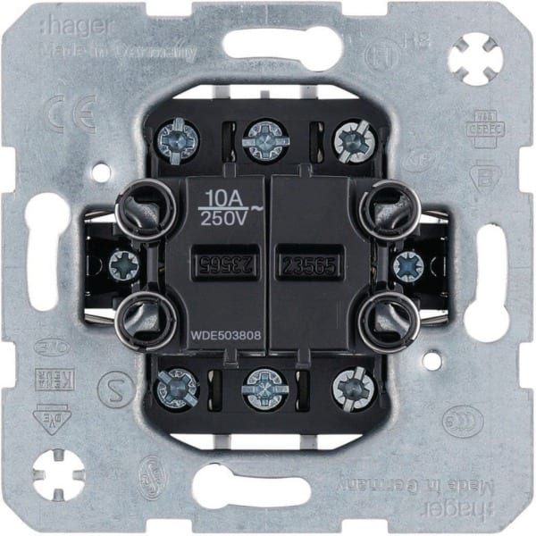 HAGER - Doppeltaster Einsatz mit Wechselkontakt 10 A, UP