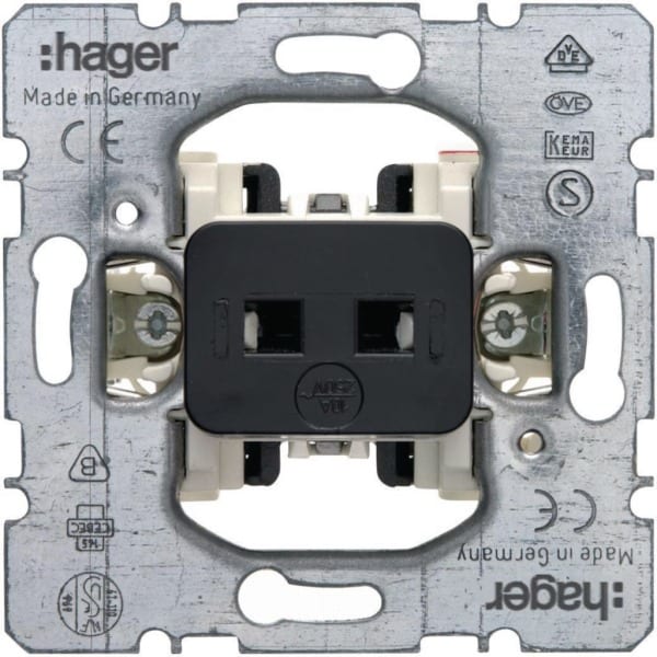 HAGER - Wipptaster Hotelcard-Scließer Schalteraufsatz, 2 getr. Eingangskl.,10A