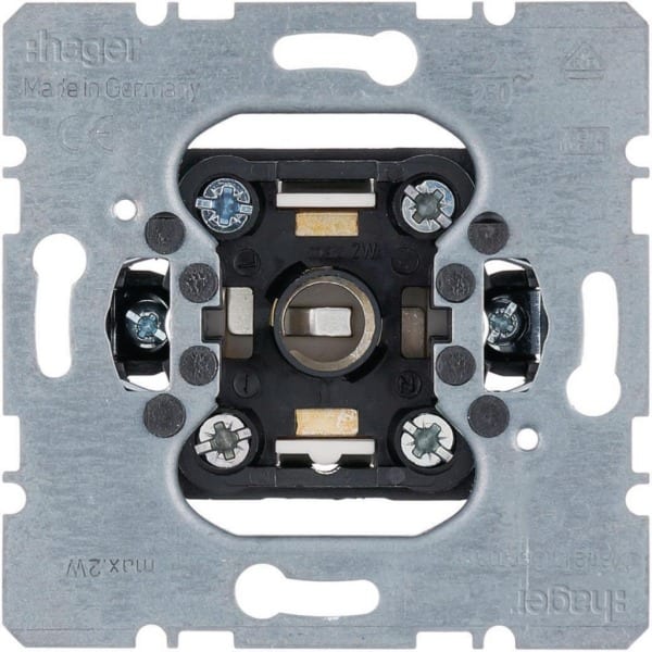 HAGER - Drucktaster und Lichtsignal E10 Schließer, getr. Meldekontakte, 2 A, UP