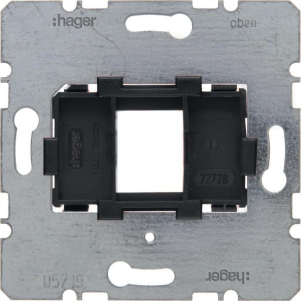 HAGER - Tragplatte mit schwarzer Aufnahme für Modular Jacks 1fach, UP