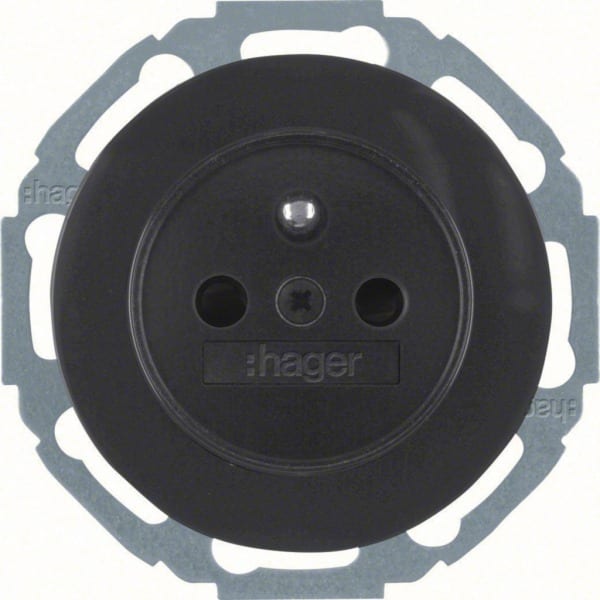 HAGER - R.classic SD mit Schutzkontaktst. erh. Ber.schutz, schwarz glänzend