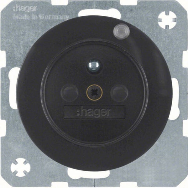 HAGER - R.x SD, Schuko-sti. Kont. LED schwarz glänzend