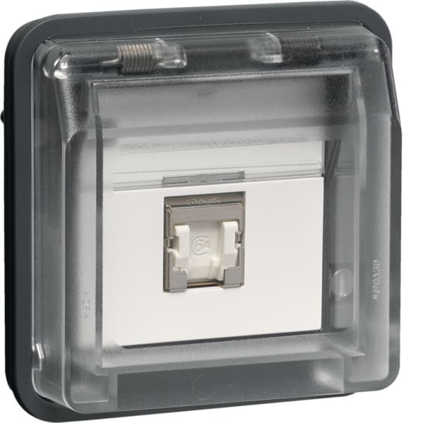 HAGER - W.1 UAE SD-Einsatz 8-polig, 1fach geschirmt, Kat.6, IP55, grau matt