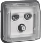 HAGER - W.1 Antennen-Steckdosen-Einsatz 3Loch SAT-Einzeldose, IP55, grau matt