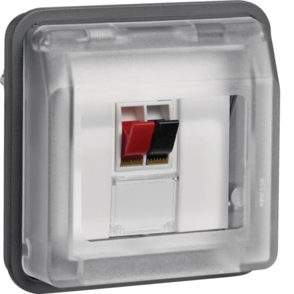 HAGER - W.1 LS-Anschlussdosen-Einsatz 1fach mit Klappdeckel, IP55, grau