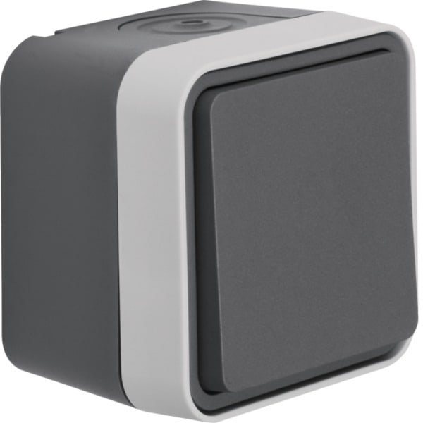 HAGER - W.1 Taster AP Schließer, IP55, grau