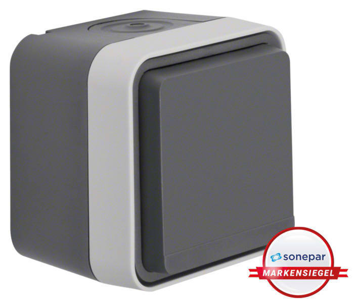 HAGER - MS! W.1 SSD mit Klappdeckel IP55, grau/lichtgrau matt