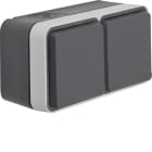 HAGER - W.1 SSD 2fach waagrecht mit Klappdeckel, grau/lichtgrau matt