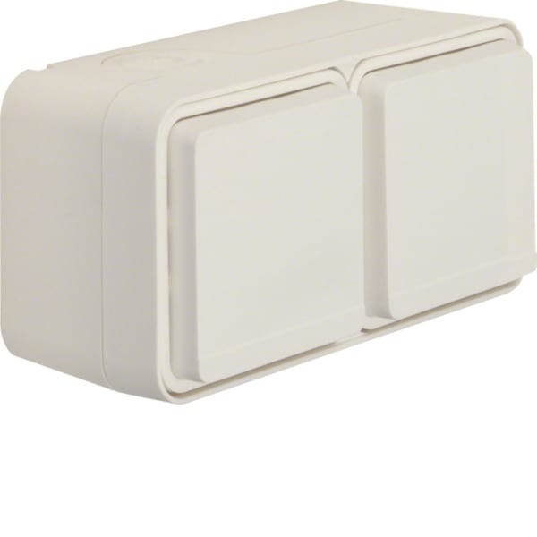 HAGER - W.1 SSD 2fach waagrecht mit Klappdeckel, polarweiß matt