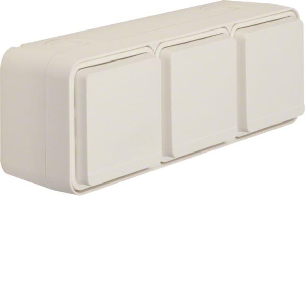 HAGER - W.1 SSD 3fach waagrecht mit Klappdeckel, polarweiß matt