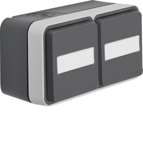 HAGER - W.1 SSD 2fach waagrecht mit Beschrift.feld, grau/lichtgrau matt