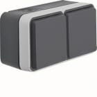 HAGER - W.1 SSD 2fach waagrecht mit erh. Berührungs., grau/lichtgrau matt