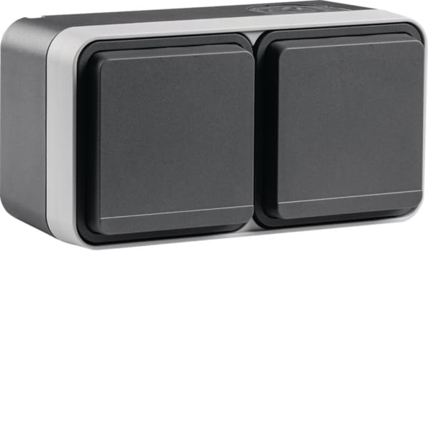 HAGER - W.1 SSD 2fach waagrecht mit erh. Ber.schutz, grau/lichtgrau matt
