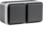 HAGER - W.1 SSD 2fach waagrecht mit erh. Ber.schutz, grau/lichtgrau matt