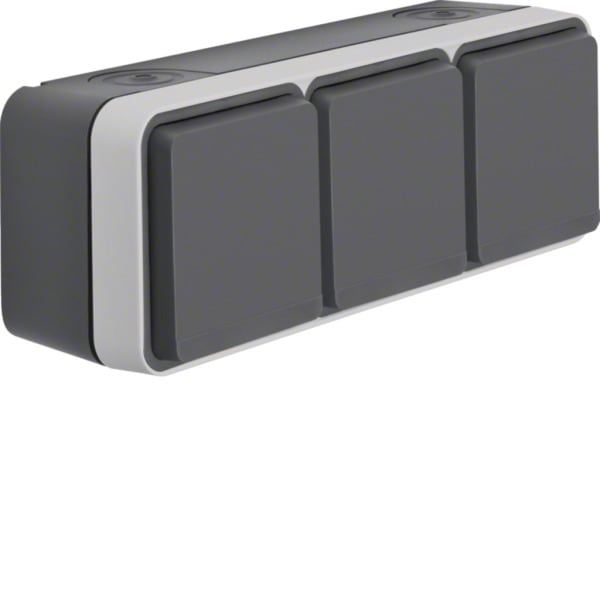 HAGER - W.1 SSD 3fach waagrecht mit erh. Ber.schutz, grau/lichtgrau matt
