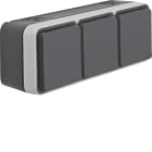 HAGER - W.1 SSD 3fach waagrecht mit erh. Ber.schutz, grau/lichtgrau matt