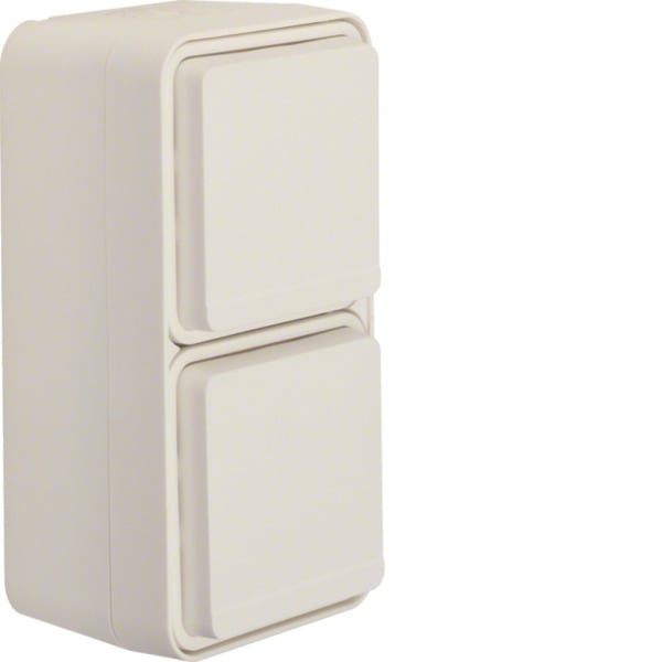 HAGER - W.1 SSD 2fach senkrecht mit Klappdeckel, polarweiß matt