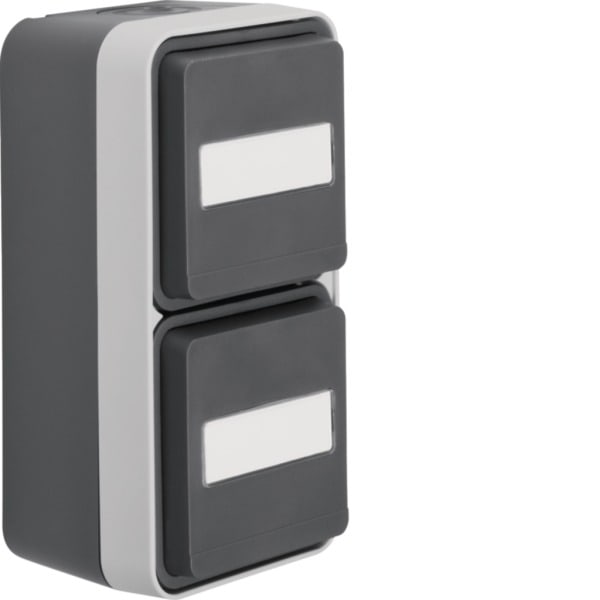 HAGER - W.1 SSD 2fach senkrecht mit Klappdeckel, grau/lichtgrau matt