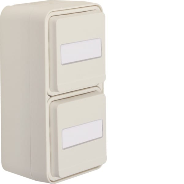HAGER - W.1 SSD 2fach senkrecht mit Klappdeckel, polarweiß matt