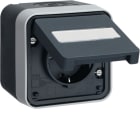HAGER - W.1 SSD 1fach mit Klappdeckel, IP55, grau/lichtgrau matt