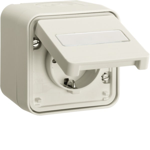 HAGER - W.1 SSD 1fach mit Klappdeckel, IP55, polarweiß matt