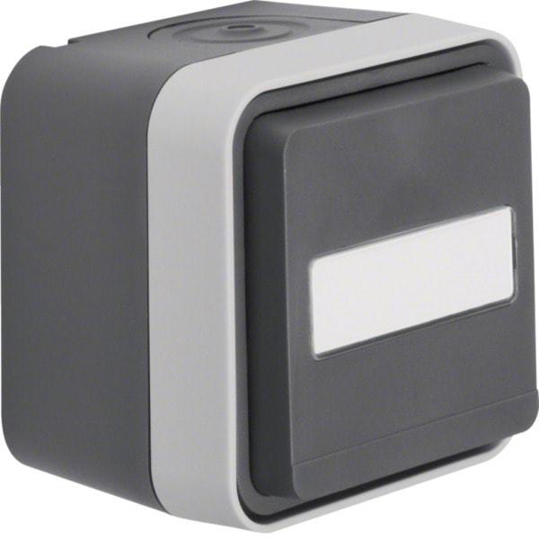 HAGER - W.1 SSD 1fach mit Klappdeckel, Beschr.feld, grau/lichtgrau matt