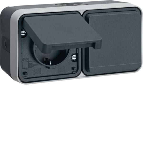 HAGER - W.1 SSD 2fach waagrecht 4 Leitungseinf., grau/Lichtgrau matt