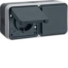 HAGER - W.1 SSD 2fach waagrecht 4 Leitungseinf., grau/Lichtgrau matt