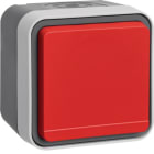 HAGER - W.1 SSD 1fach mit rotem Klappdeckel, IP55, grau