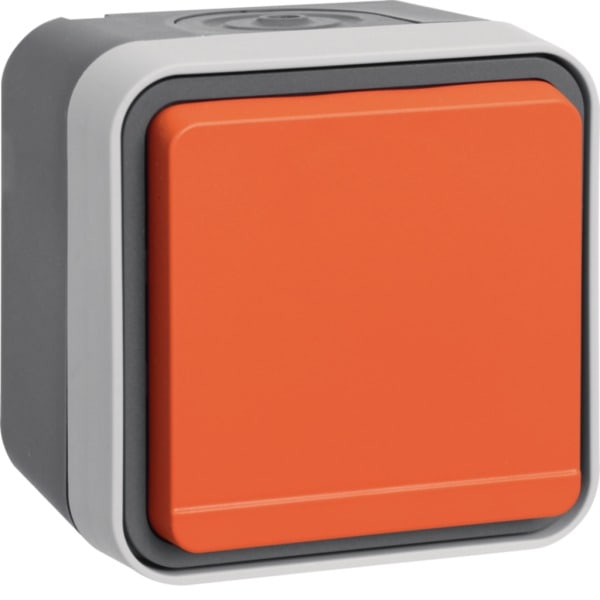 HAGER - W.1 SSD 1fach mit orangenem Klappdeckel, IP55, grau