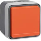 HAGER - W.1 SSD 1fach mit orangenem Klappdeckel, IP55, grau