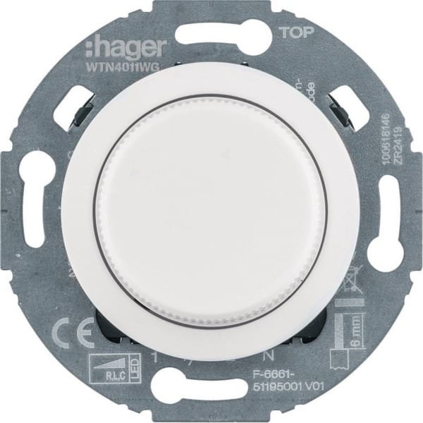 HAGER - Serie 1930 Universal-Drehdimmer 420 W/LED 100 W, weiß glänzend, UP