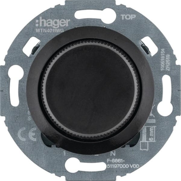 HAGER - Serie 1930 Nebenstelle für Univer Drehddimmer WTN4011BG schwarz glänzend