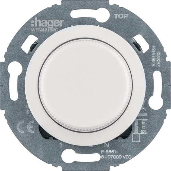 HAGER - Serie 1930 Nebenstelle für Univer Drehddimmer WTN401WBG polarweiß glänzend