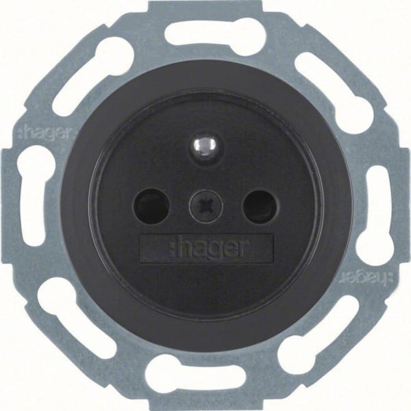 HAGER - Serie 1930 SSD mit Schutzk.stift erh. B.schutz, schwarz glänzend